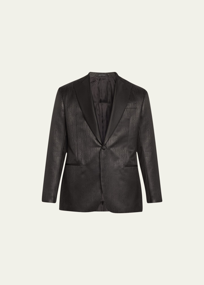 Giorgio Armani Men's Tonal Jacquard Dinner Jacket In Black