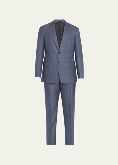 GIORGIO ARMANI MEN'S TEXTURED WOOL-SILK SOLID SUIT