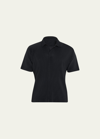 Issey Miyake Men's Pleated Polo Shirt In Black