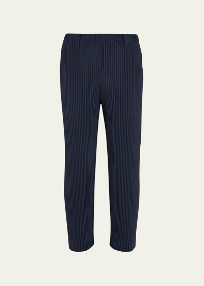 Issey Miyake Men's Pleated Straight Pants In Navy