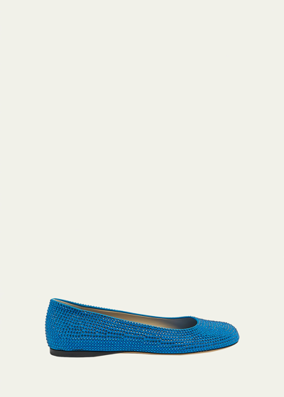 Loewe Toy Strass Leather Ballerina Flats In Blue