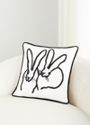 HUNT SLONEM HAND-EMBROIDERED SILK 2 BUNNY PILLOW