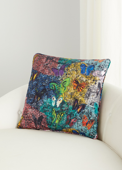 HUNT SLONEM BUTTERFLY & GUARDIAN COTTON PILLOW, 22"