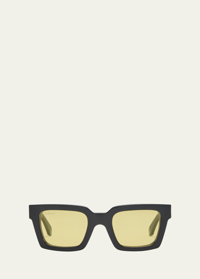 Off-white Men's Arrows Clip-on Square Sunglasses In Black Yellow