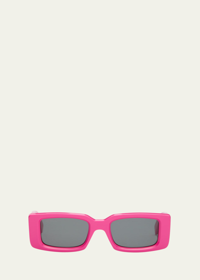 Off-white Men's Arthur Acetate Rectangle Sunglasses In Pink