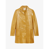 Claudie Pierlot Womens Jaunes / Oranges Notch-lapel Leather Jacket