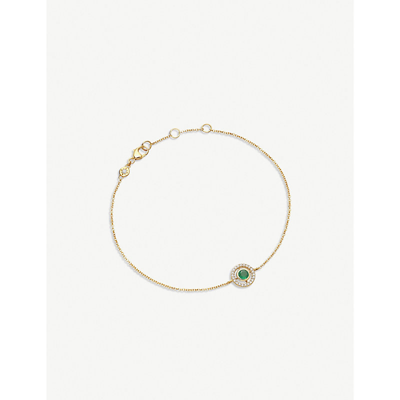 Astley Clarke Womens Yellow Gold Mini Icon Aura 14ct Yellow-gold, Diamond And Emerald Bracelet
