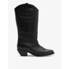 ALLSAINTS ALLSAINTS WOMEN'S BLACK DOLLY EMBROIDERED-STITCH LEATHER WESTERN BOOTS