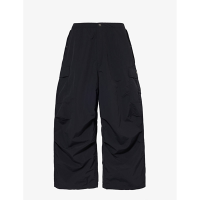 A Bathing Ape Mens Black Relaxed-fit Wide-leg Shell Trousers
