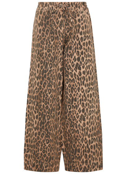Damson Madder Rafe Leopard-print Wide-leg Jeans