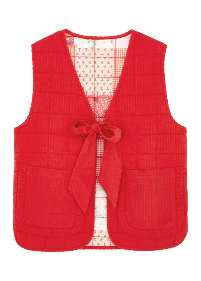 Damson Madder Arte Reversible Quilted Cotton Gilet In Red