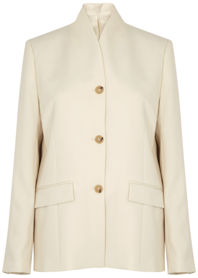 Totême Single-breasted Woven Jacket In Cream