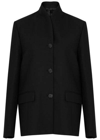 Totême Single-breasted Woven Jacket In Black