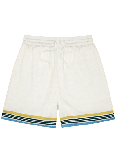 Casablanca Logo-jacquard Silk Shorts In Cream