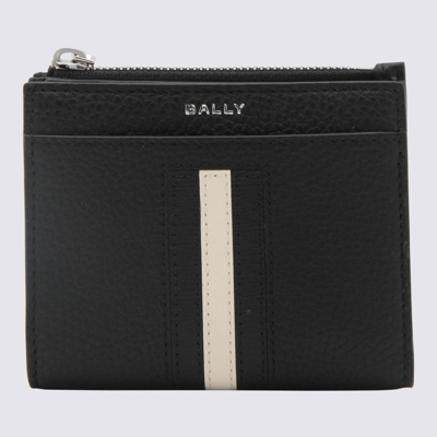 Bally Black Leather Wallet In Black+palladio