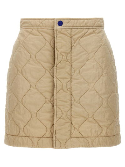 Burberry Quilted Nylon Skirt In Beige