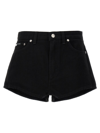 Dolce & Gabbana Logo Plaque High-waist Denim Shorts In Black
