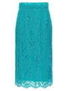 Dolce & Gabbana High-waisted Floral Lace Skirt In Blue
