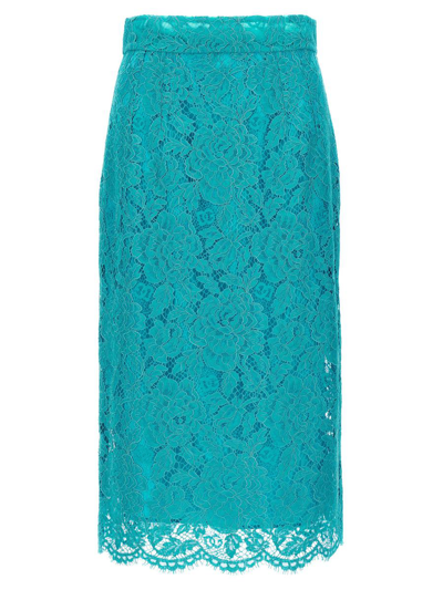 Dolce & Gabbana Lace Skirt In Blue