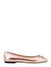 Jimmy Choo Powder Pink Metallic Leather Ballet Flats With Bow Detailing And Square Toe In Pink