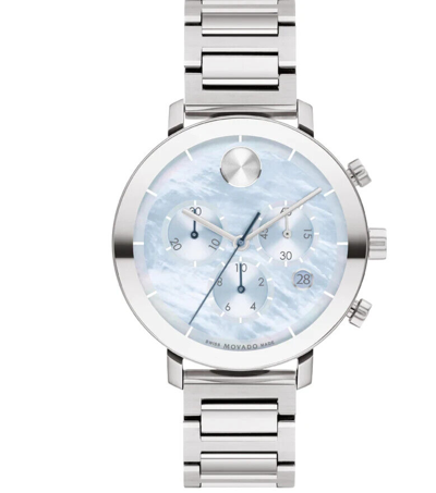 Pre-owned Movado Ice Blue Bold Evolution Ladies Stainless Steel Bracelet Watch 3600787