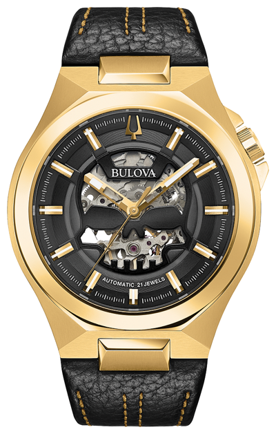 Pre-owned Bulova Maquina Skull Automatic Men Watch 97a148