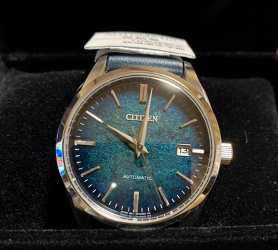 Pre-owned Citizen Collection Nb1060-12l Blue Men's Watch Silver Leaf Lacquer Dial Model N