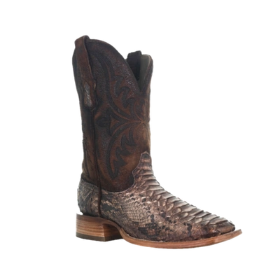 Pre-owned Corral Boots Corral Men's Python & Lamb Wide Square Toe Brown Boots A4499