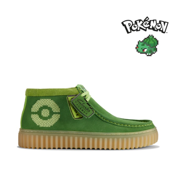Pre-owned Pokémon 【clarks X 】torhill Green Suede 26177514 '2023'