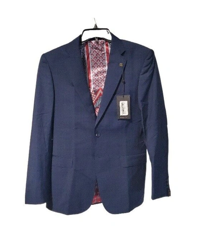 Pre-owned Ted Baker Men's Wasdebj Debonair Check Suit Jacket Coat Blue 38r $725 Bb444