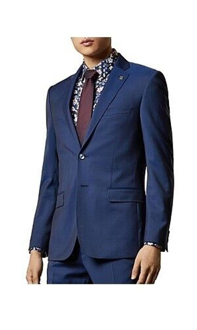 Pre-owned Ted Baker Men's Francj Debonair Slim Fit Wool Jacket Blue 44r $449 O219