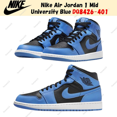 Pre-owned Jordan Nike Air  1 Mid University Blue Black Dq8426-401 Size Us 4-14 Brand