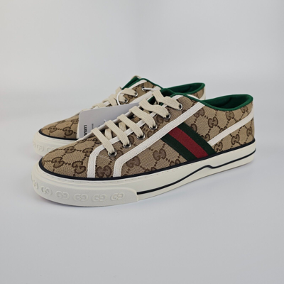 Pre-owned Gucci Tennis 1977 Gg Men's Beige Sneakers Size Uk 8 Us 9 Eu 42