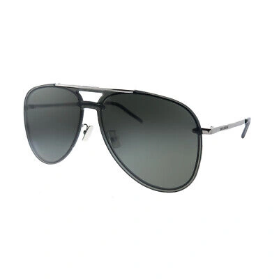 Pre-owned Saint Laurent Sl Classic11 Mask 001 Silver Metal Sunglasses Grey Lens In Gray