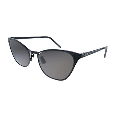 Pre-owned Saint Laurent Sl 409 002 Black Metal Cat-eye Sunglasses Black Lens