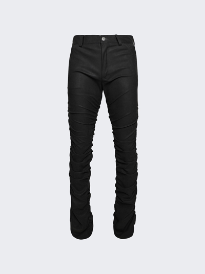 Misbhv Black Ruched Faux-leather Trousers In Grey