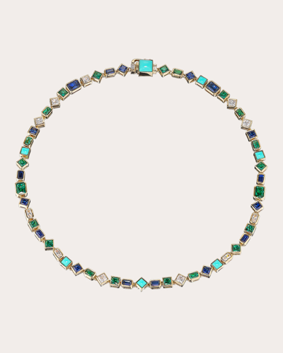 Anabela Chan Women's Emerald Turquoise Deco Necklace In Blue