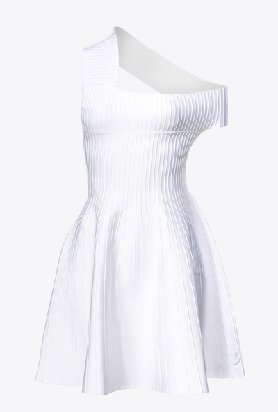 Pinko Bletilla Abito Bands Asymmetric Dress In Blanc Brill.
