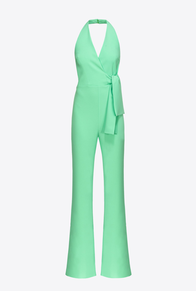 Pinko Halterneck Open-back Jumpsuit In Green