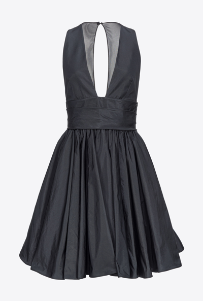 Pinko Mini Taffeta Dress In Limo Black