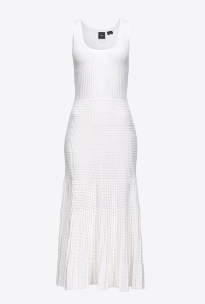 Pinko Textured-knit Scoop-neck Dress In Blanc Brill.