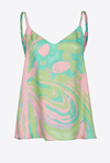 PINKO SPLASH-PRINT SATIN VEST TOP