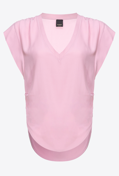 Pinko V-neck Cap-sleeve T-shirt In Rosa