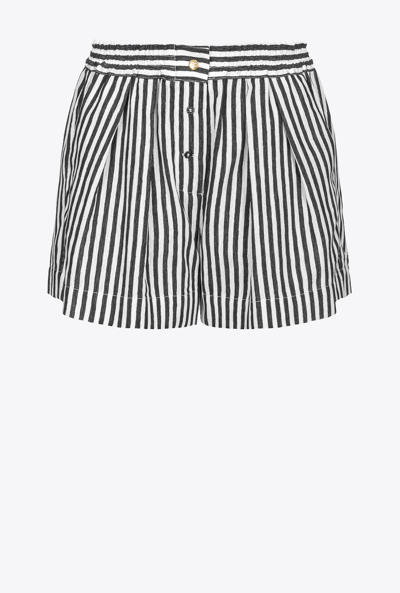 Pinko Pinstriped Shorts In Blanc/noir