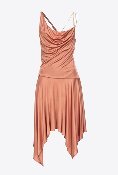 Pinko Asymmetric Cowl-neck Midi Dress In Blush Marron-rouge