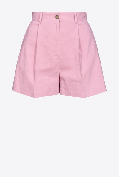 Pinko Tailored Linen Shorts In Orchid Smoke