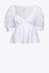 Pinko Muslin Top With Embroidery In Blanc Brill.