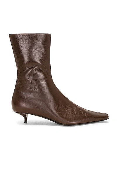 The Row Shrimpton Leather Ankle Boots In Noisette