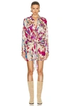 Isabel Marant Étoile Nueva Wrap-waist Mini Shirtdress In Beige & Raspberry