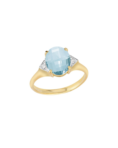 I. Reiss 14k 6.85 Ct. Tw. Diamond & Blue Topaz Cocktail Ring